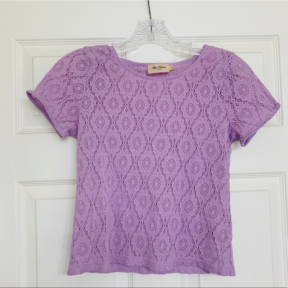 Vintage-Inspired Top in Purple - S